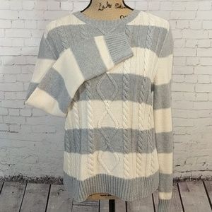 CHAPS Striped Crew Neck Rope Stitched Sweater